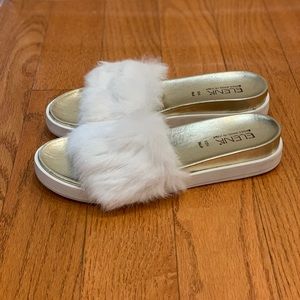 NWT Elena Slips with Real Rabbit Fur